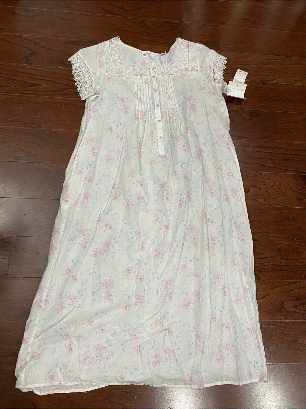 NWT Eileen Orchid Floral  100% Cotton Long Ballet Nightgown M